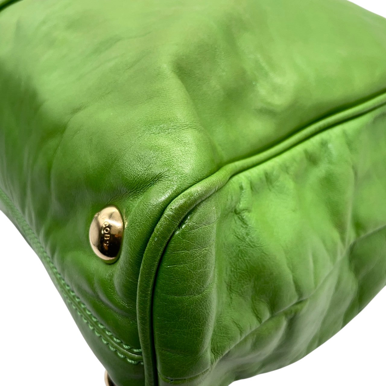 MARC JACOBS マークジェイコブス トートバッグ ハンドバッグ レザー グリーン レディース メンズ ユニセックス 大容量 A4収納可 肩掛け可 ワンショルダー ビジネス 通勤 通学 旅行 ビビッドカラー デザイナーズ クリーニング済み s28