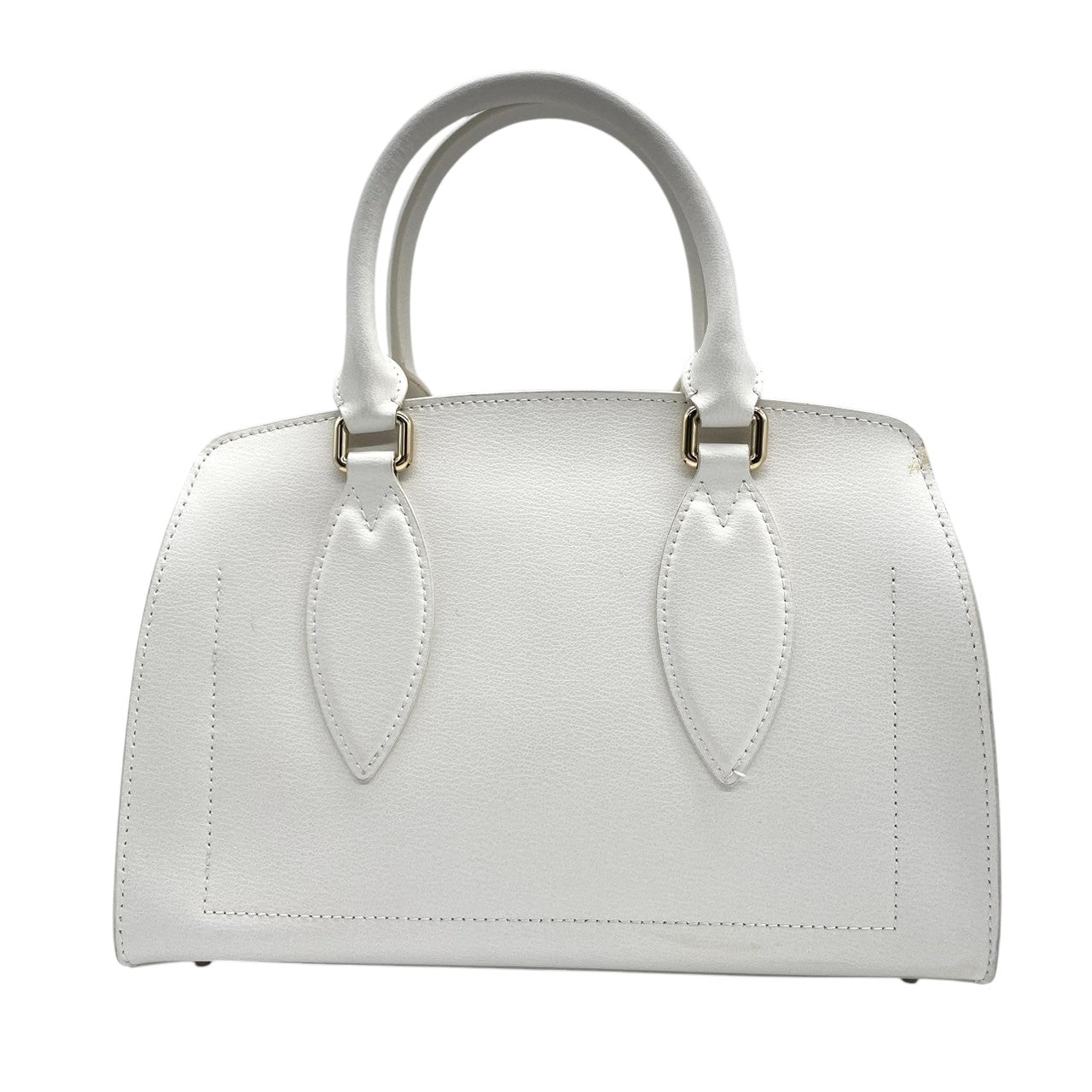 FURLA フルラ 2WAY ハンドバッグ ショルダーバッグ レザー ホワイト 白 レディース 斜め掛け可 自立可 ゴールド金具 エレガント フェミニン フォーマル 通勤 デイリーユース 人気モデル クリーニング済み s28