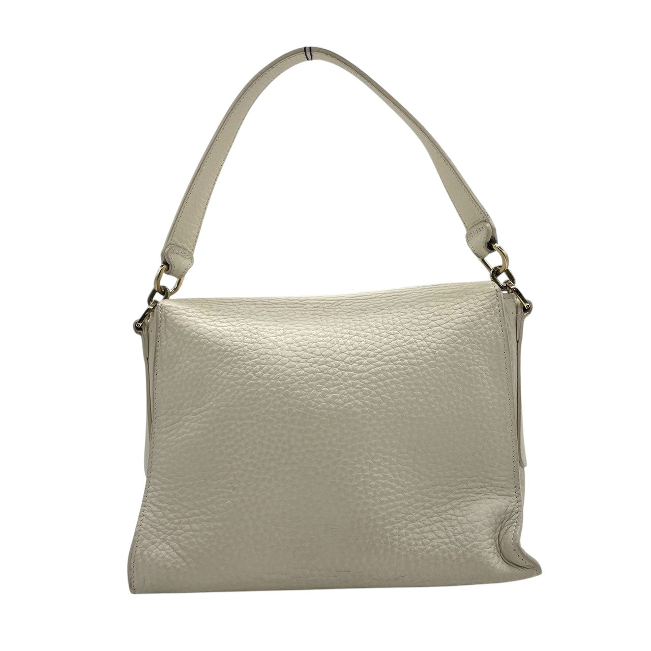 FURLA フルラ ハンドバッグ ショルダーバッグ 2WAY ワンショルダー 斜め掛け可 自立可 レザー 本革 アイボリー ゴールド金具 バックル フラップ式 レディース エレガント クラシック フォーマル ビジネス デイリーユース クリーニング済み s28