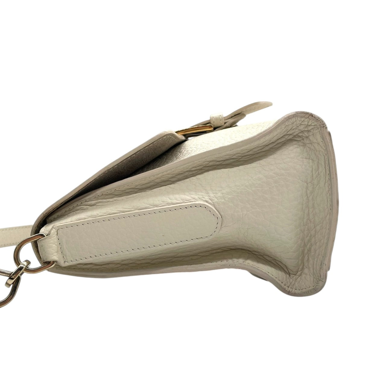 FURLA フルラ ハンドバッグ ショルダーバッグ 2WAY ワンショルダー 斜め掛け可 自立可 レザー 本革 アイボリー ゴールド金具 バックル フラップ式 レディース エレガント クラシック フォーマル ビジネス デイリーユース クリーニング済み s28