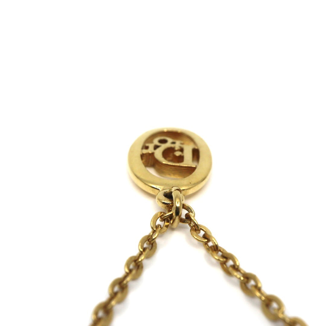 ディオール Dior ヴィンテージ ネックレス オーバルモチーフ Diorロゴ 金 ゴールドカラー アクセサリー I2