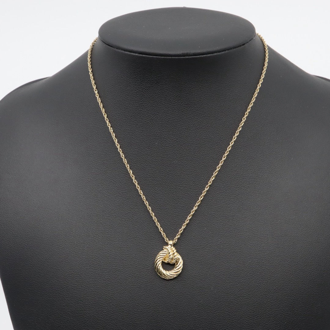 美品 ディオール Dior ヴィンテージ ネックレス ロープノットモチーフ CDロゴ 金 ゴールドカラー アクセサリー I2