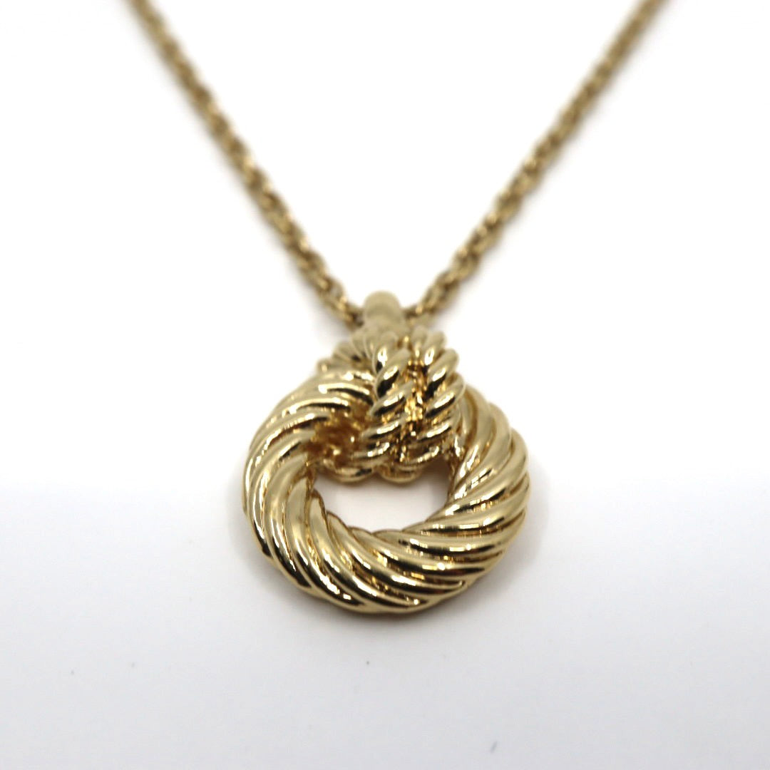 美品 ディオール Dior ヴィンテージ ネックレス ロープノットモチーフ CDロゴ 金 ゴールドカラー アクセサリー I2