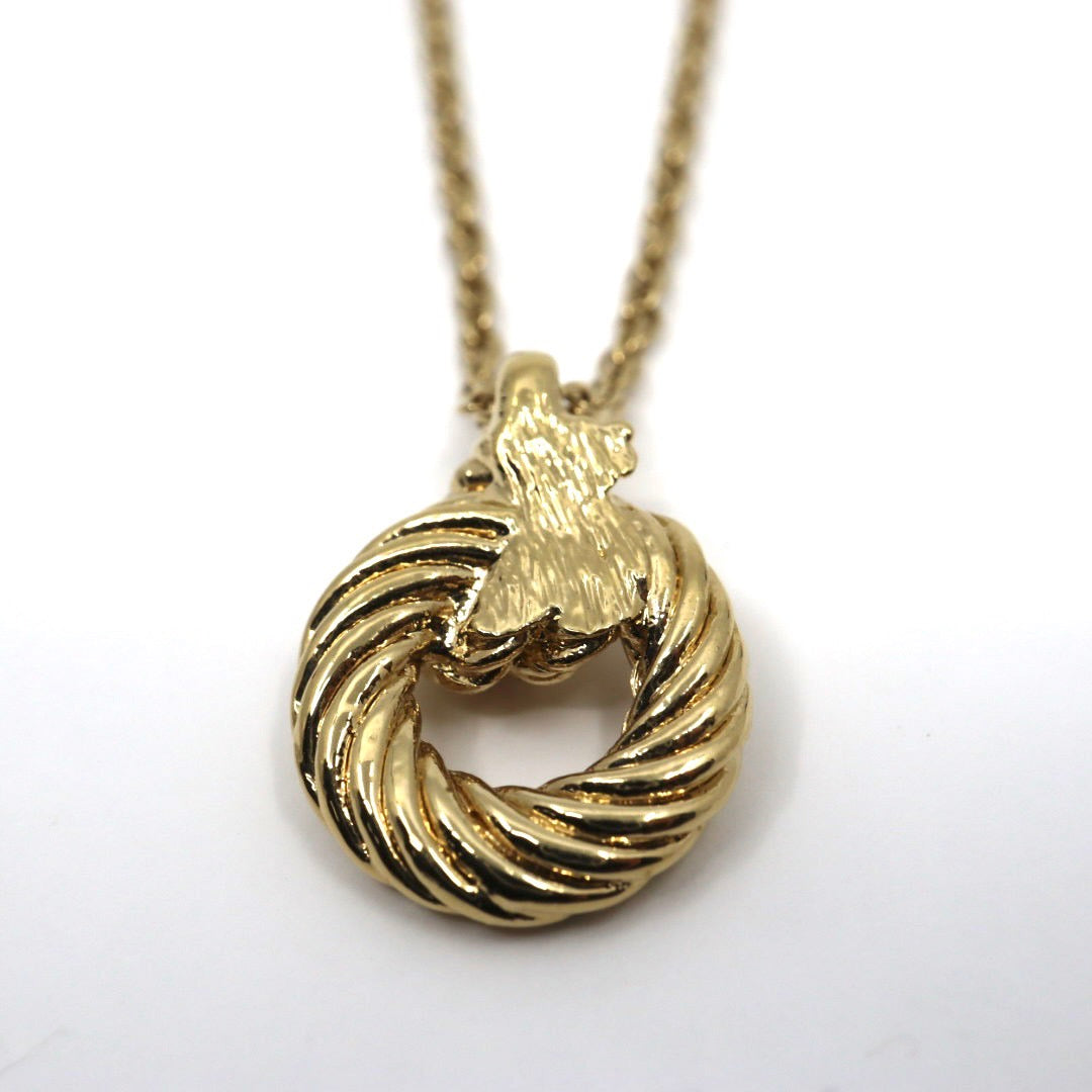 美品 ディオール Dior ヴィンテージ ネックレス ロープノットモチーフ CDロゴ 金 ゴールドカラー アクセサリー I2