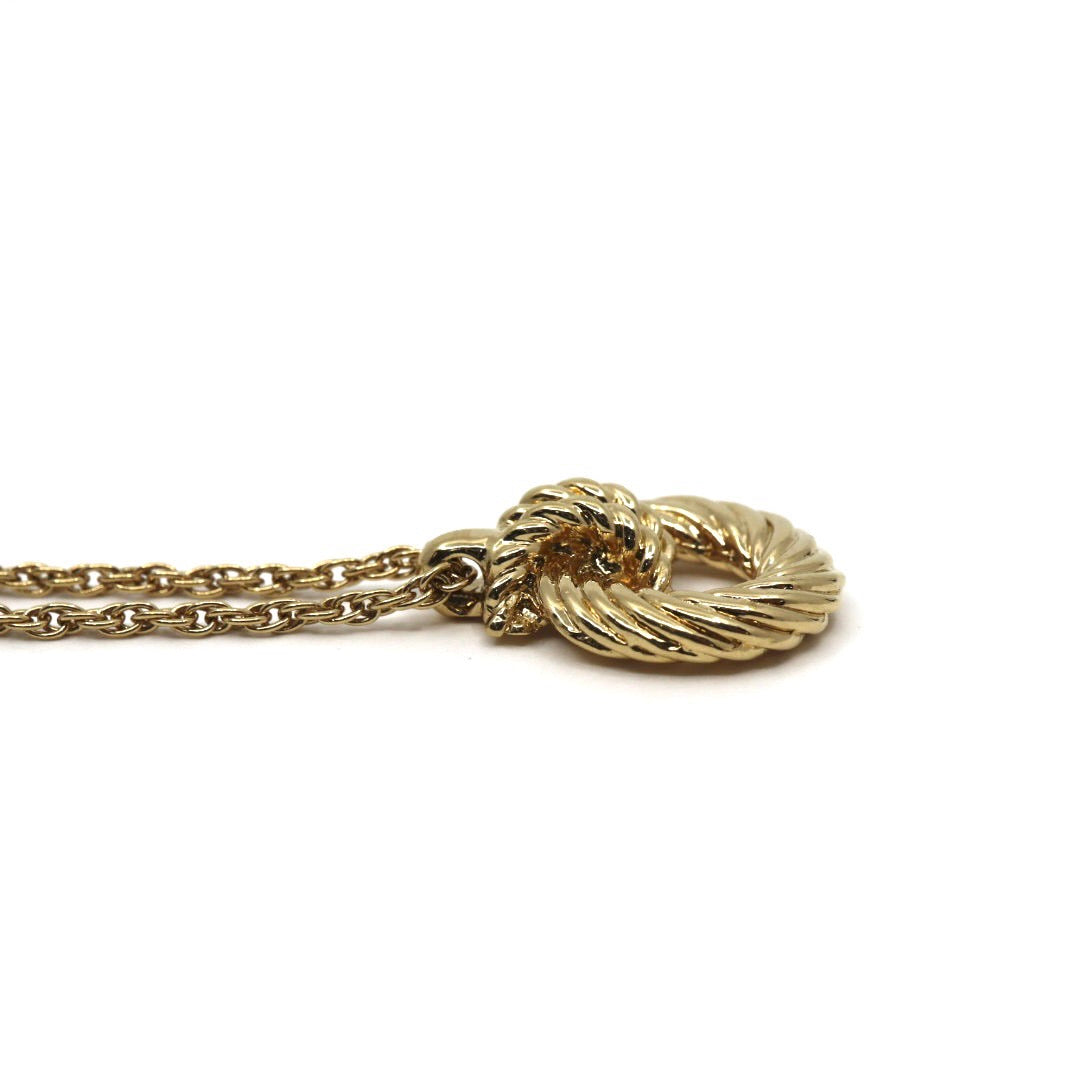 美品 ディオール Dior ヴィンテージ ネックレス ロープノットモチーフ CDロゴ 金 ゴールドカラー アクセサリー I2