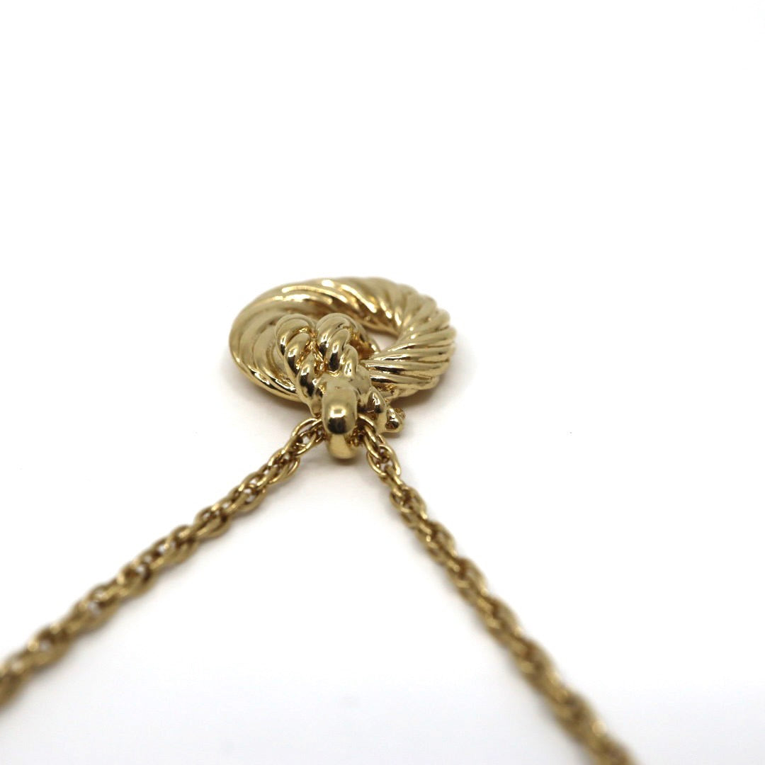 美品 ディオール Dior ヴィンテージ ネックレス ロープノットモチーフ CDロゴ 金 ゴールドカラー アクセサリー I2