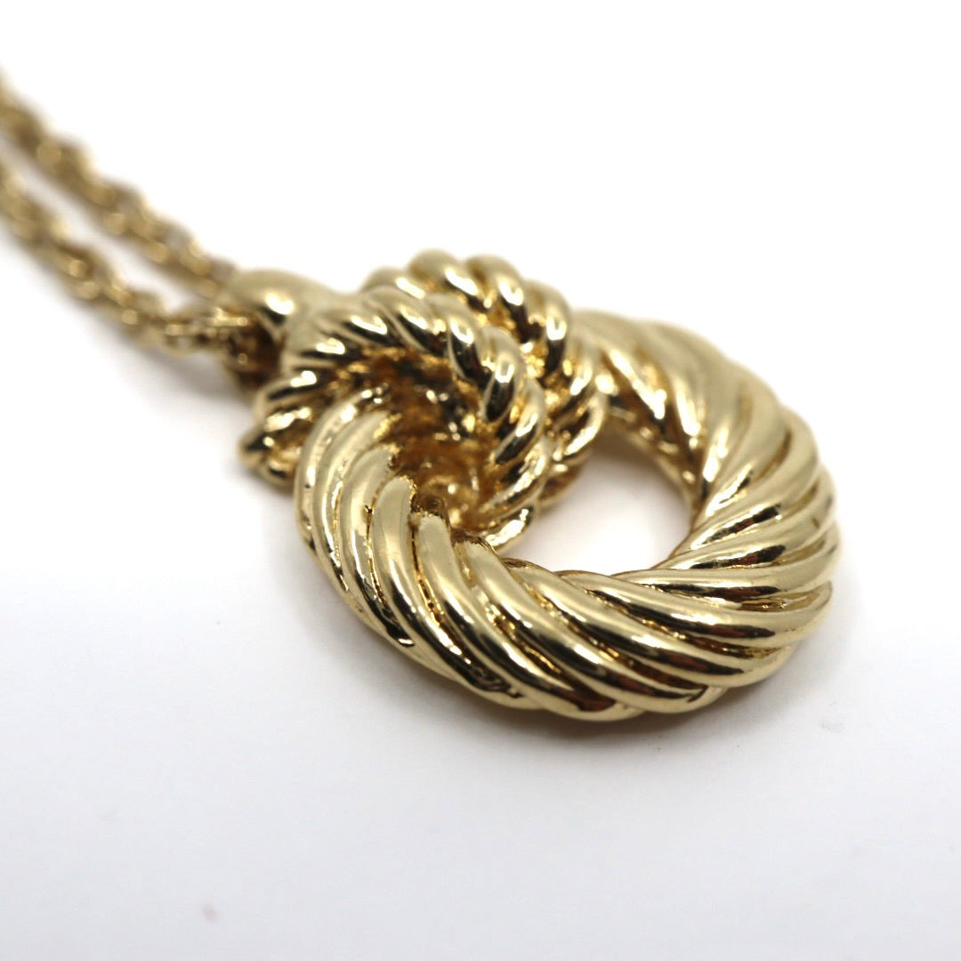 美品 ディオール Dior ヴィンテージ ネックレス ロープノットモチーフ CDロゴ 金 ゴールドカラー アクセサリー I2