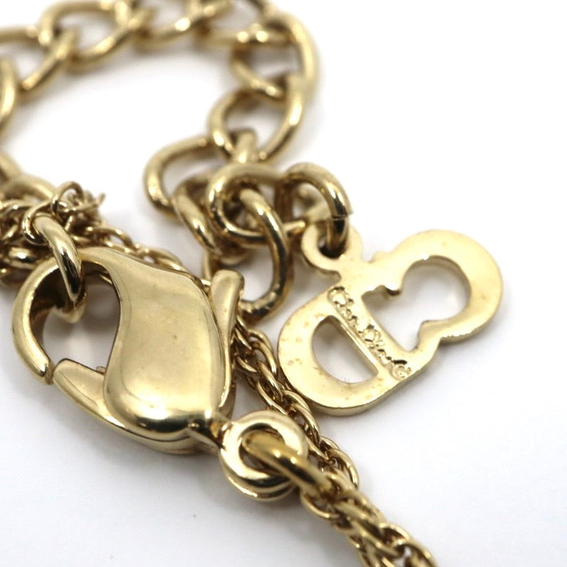 美品 ディオール Dior ヴィンテージ ネックレス ロープノットモチーフ CDロゴ 金 ゴールドカラー アクセサリー I2