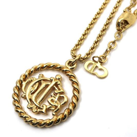 ディオール Dior ヴィンテージ ネックレス CDロゴ サークル エンブレム モチーフ 金 ゴールドカラー アクセサリー I2