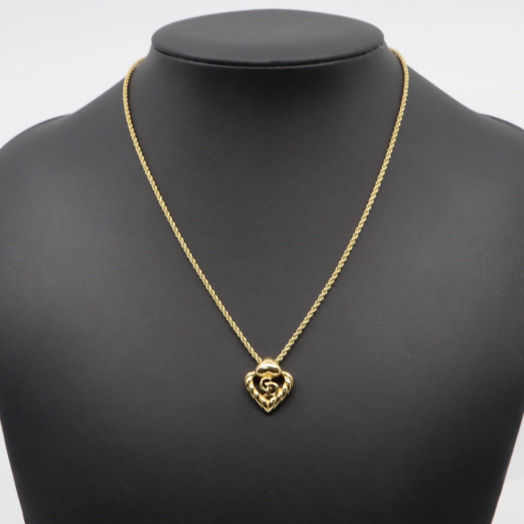ディオール Dior ヴィンテージ ネックレス ハート モチーフ CDロゴ 金 ゴールドカラー アクセサリー I2
