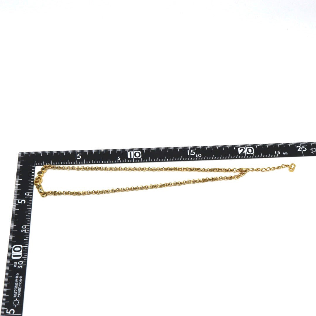クリスチャンディオール Christian Dior ヴィンテージ ネックレス ペンダント 金 ゴールドカラー Dロゴ ラインストーン アクセサリー I2