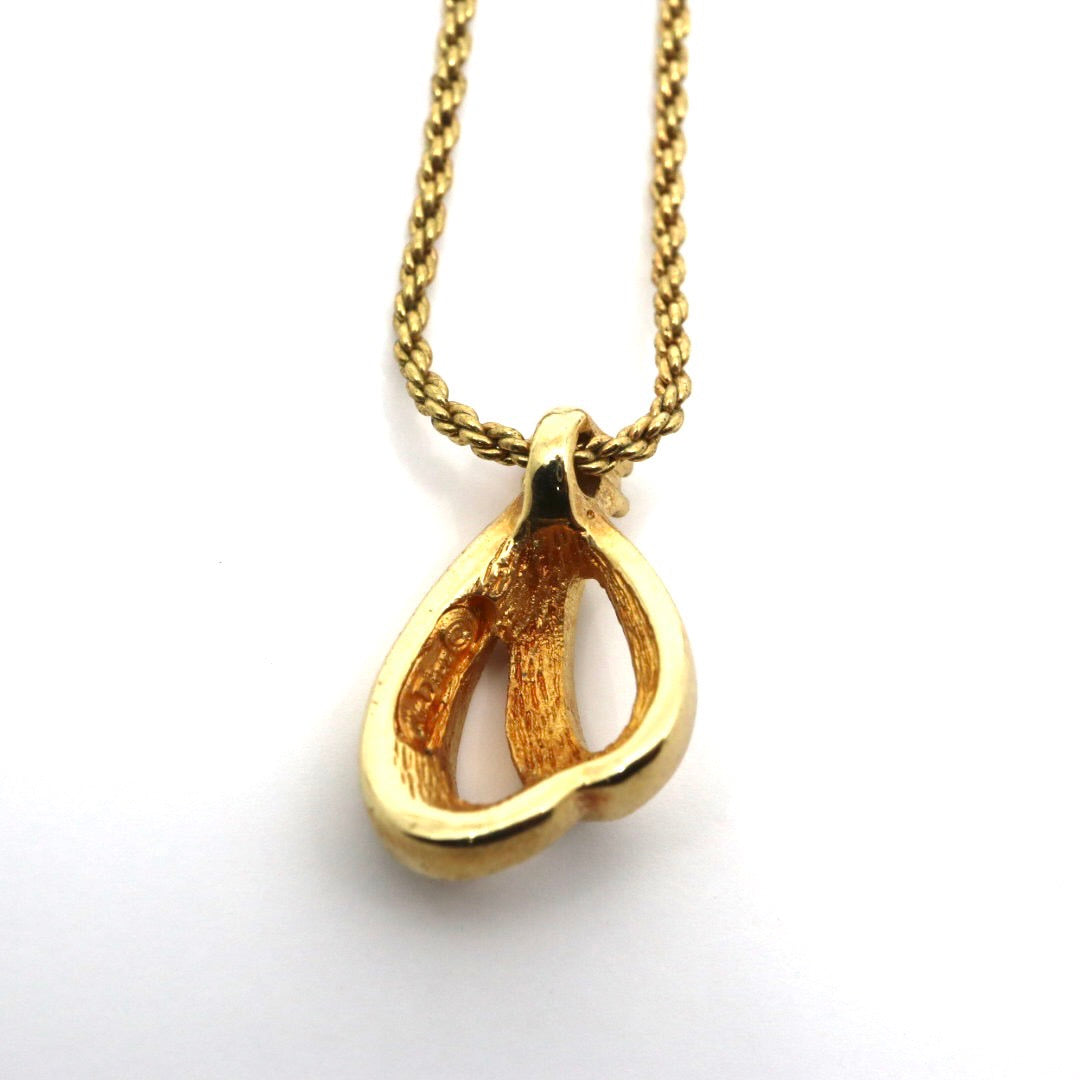 クリスチャンディオール Christian Dior ヴィンテージ ネックレス ドロップ モチーフ 金 ゴールド ラインストーン I2