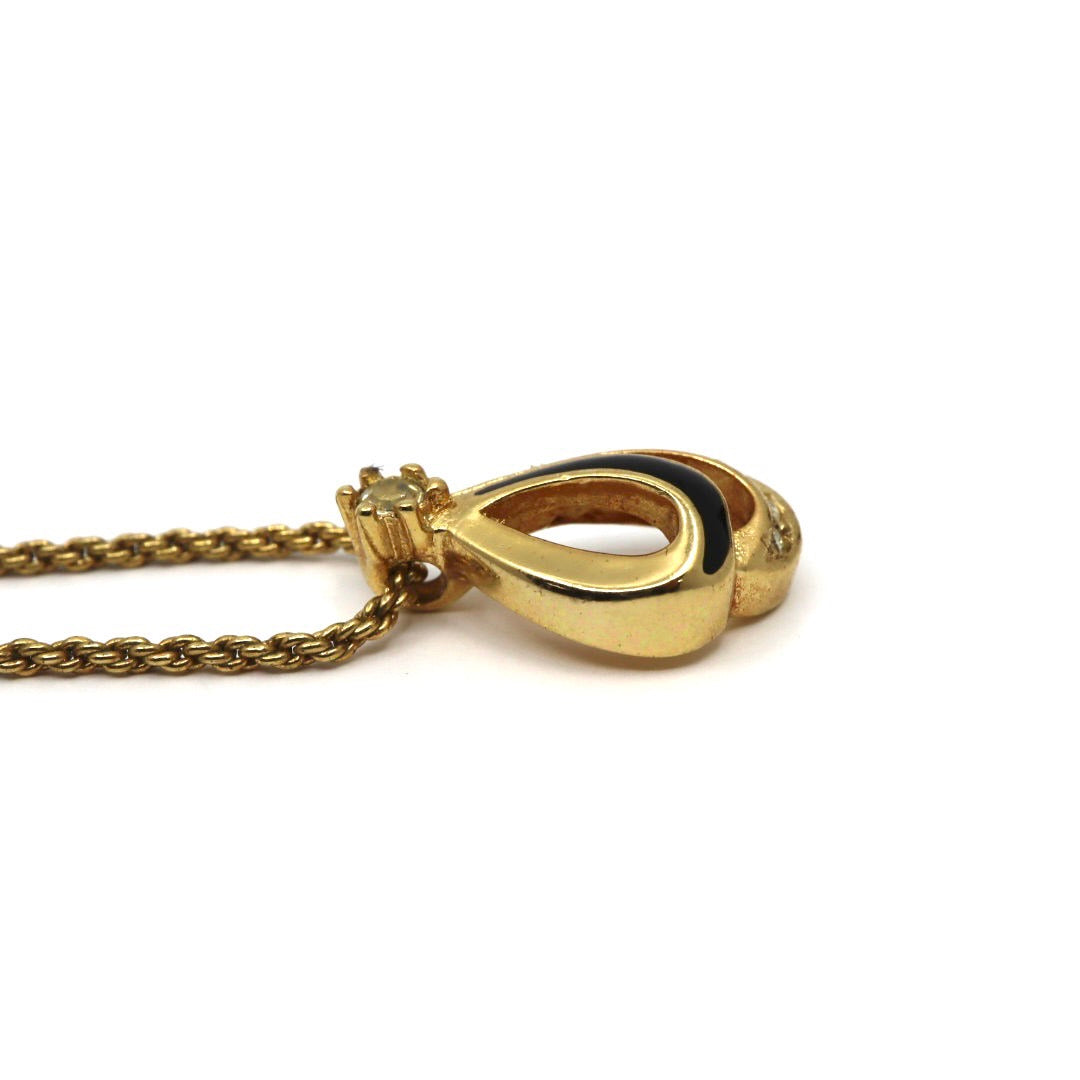 クリスチャンディオール Christian Dior ヴィンテージ ネックレス ドロップ モチーフ 金 ゴールド ラインストーン I2