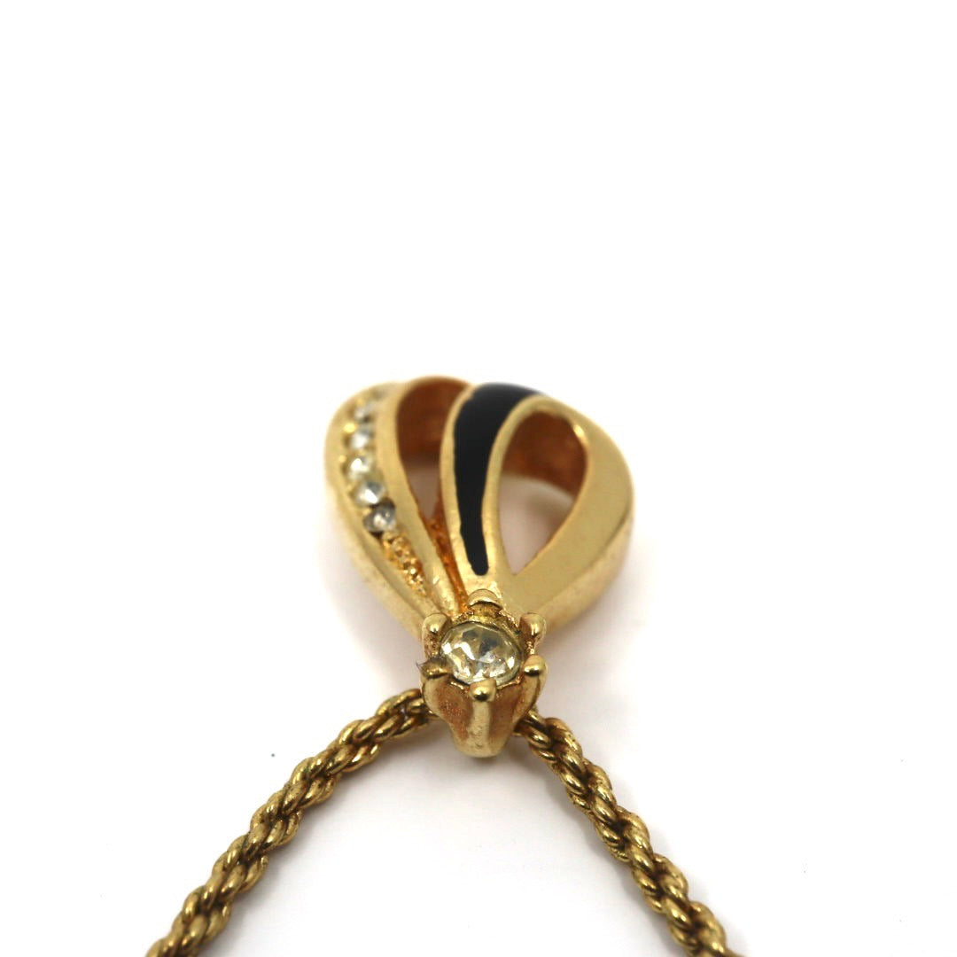 クリスチャンディオール Christian Dior ヴィンテージ ネックレス ドロップ モチーフ 金 ゴールド ラインストーン I2