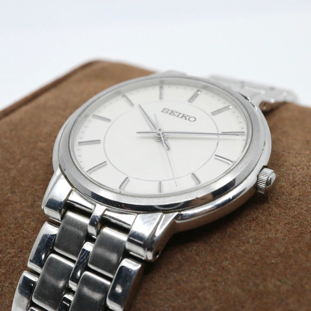 SEIKO セイコー 7N01-0BC0 腕時計 アナログ クオーツ 3針 ホワイト文字盤 メタルバンド シルバー 新品電池交換済み 動作確認済み G5
