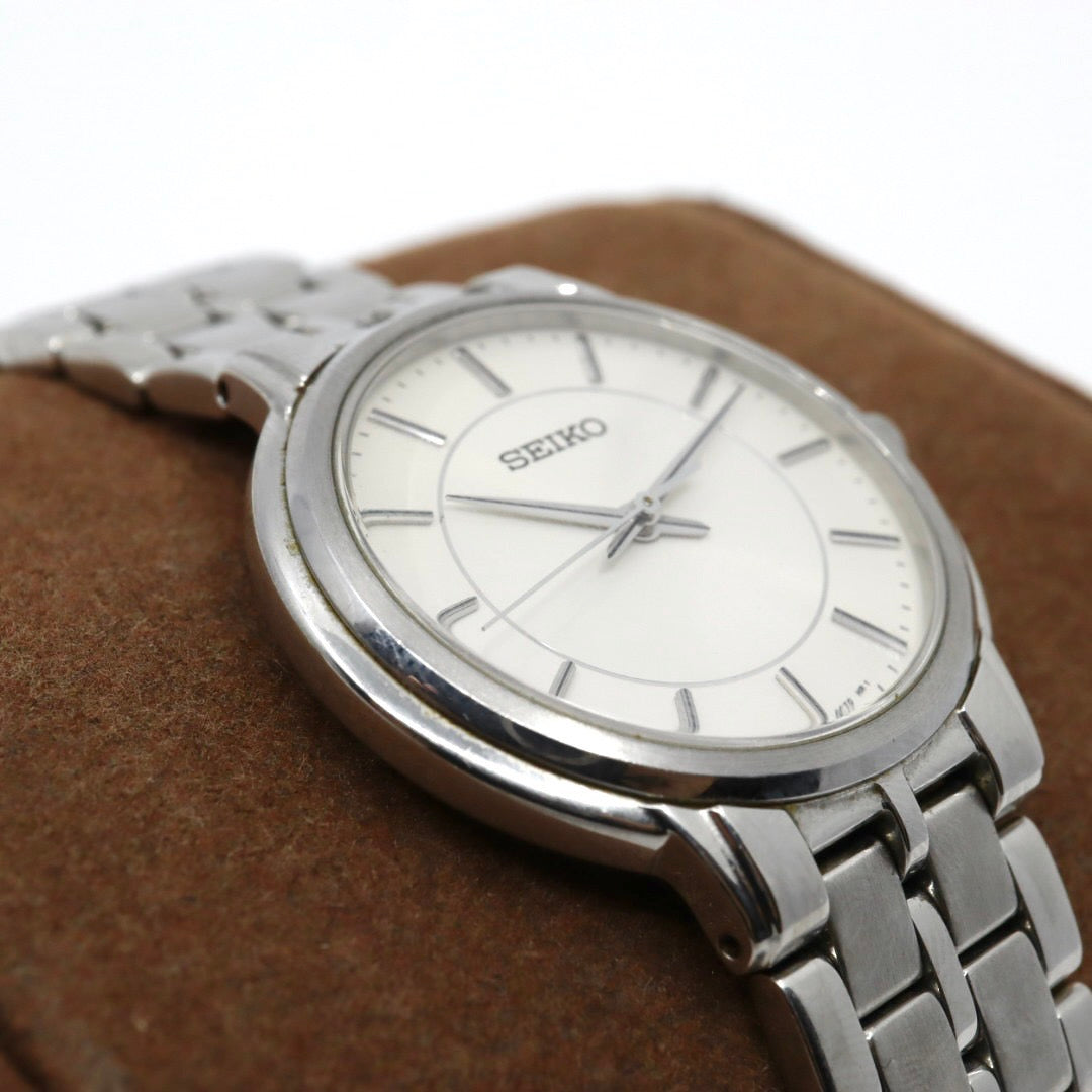SEIKO セイコー 7N01-0BC0 腕時計 アナログ クオーツ 3針 ホワイト文字盤 メタルバンド シルバー 新品電池交換済み 動作確認済み G5