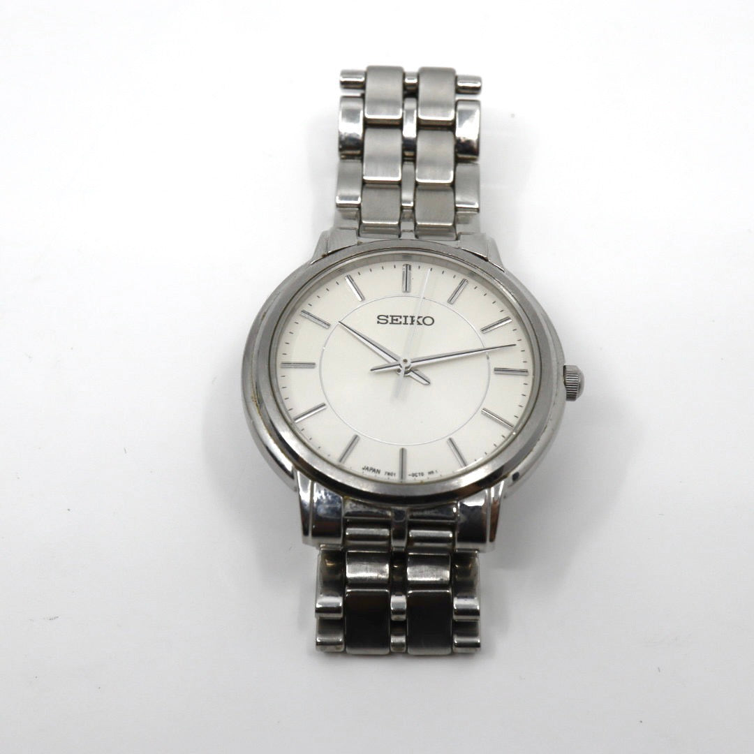 SEIKO セイコー 7N01-0BC0 腕時計 アナログ クオーツ 3針 ホワイト文字盤 メタルバンド シルバー 新品電池交換済み 動作確認済み G5