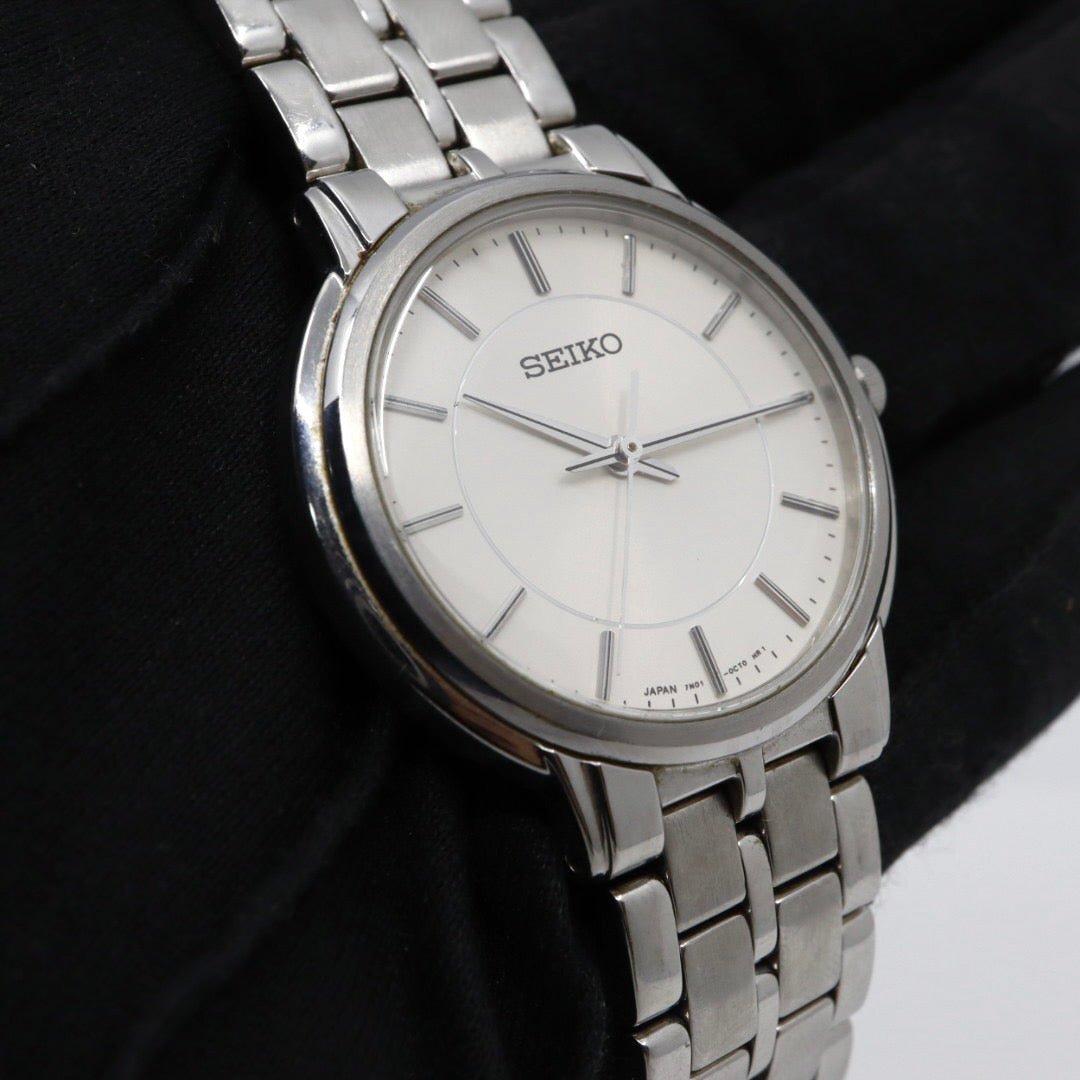 SEIKO セイコー 7N01-0BC0 腕時計 アナログ クオーツ 3針 ホワイト文字盤 メタルバンド シルバー 新品電池交換済み 動作確認済み G5