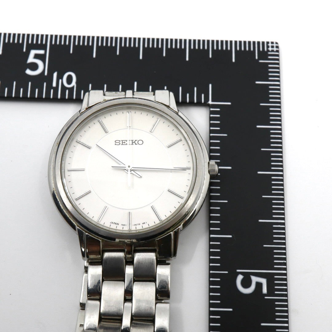 SEIKO セイコー 7N01-0BC0 腕時計 アナログ クオーツ 3針 ホワイト文字盤 メタルバンド シルバー 新品電池交換済み 動作確認済み G5