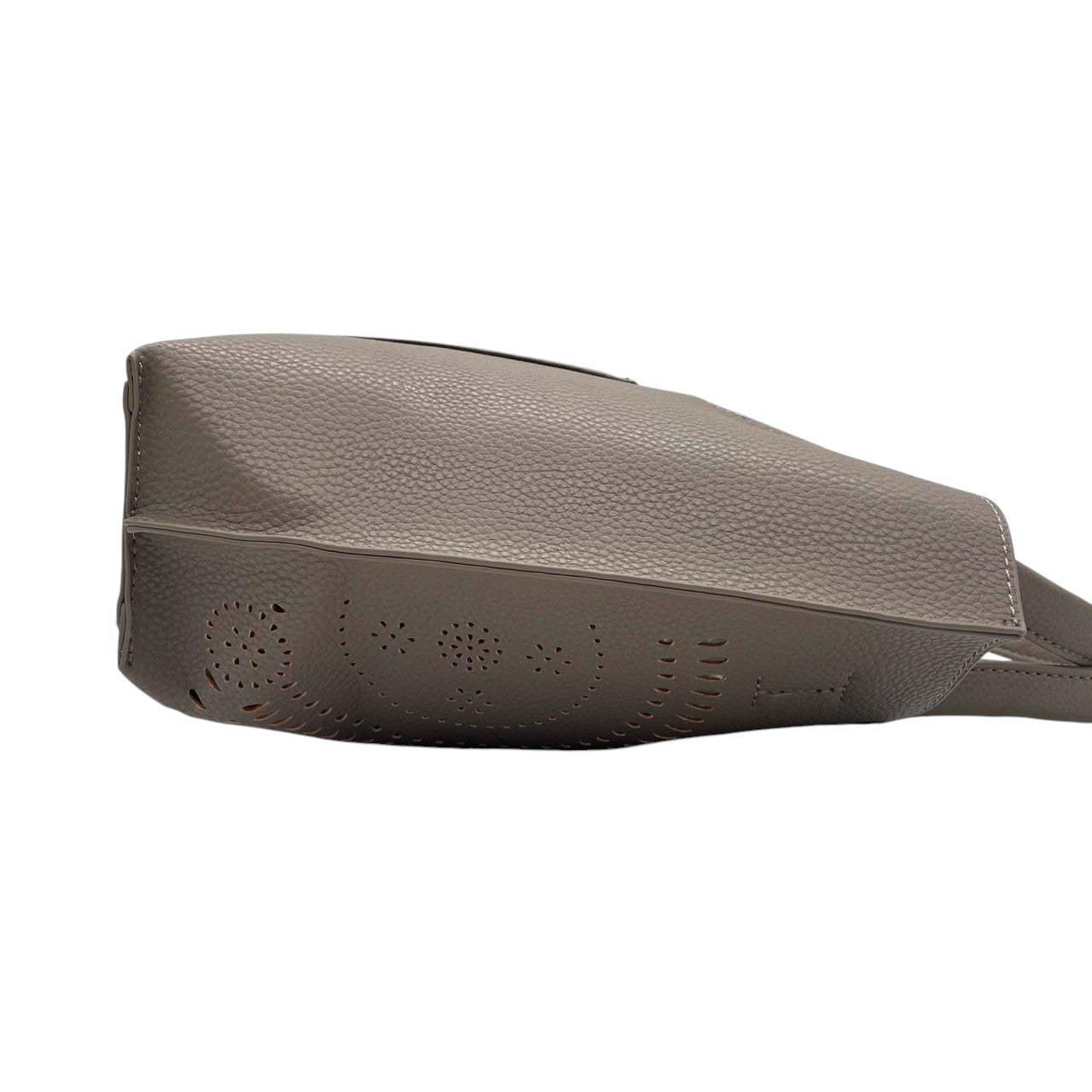 【美品】Vittorio Godi ヴィットリオゴーディ ハンドバッグ トートバッグ 本革 レザー シボ革 グレー グレージュ系 ワールドマップ ロゴ型押し レディース エレガント カジュアル デイリーユース 人気モデル クリーニング済み s95