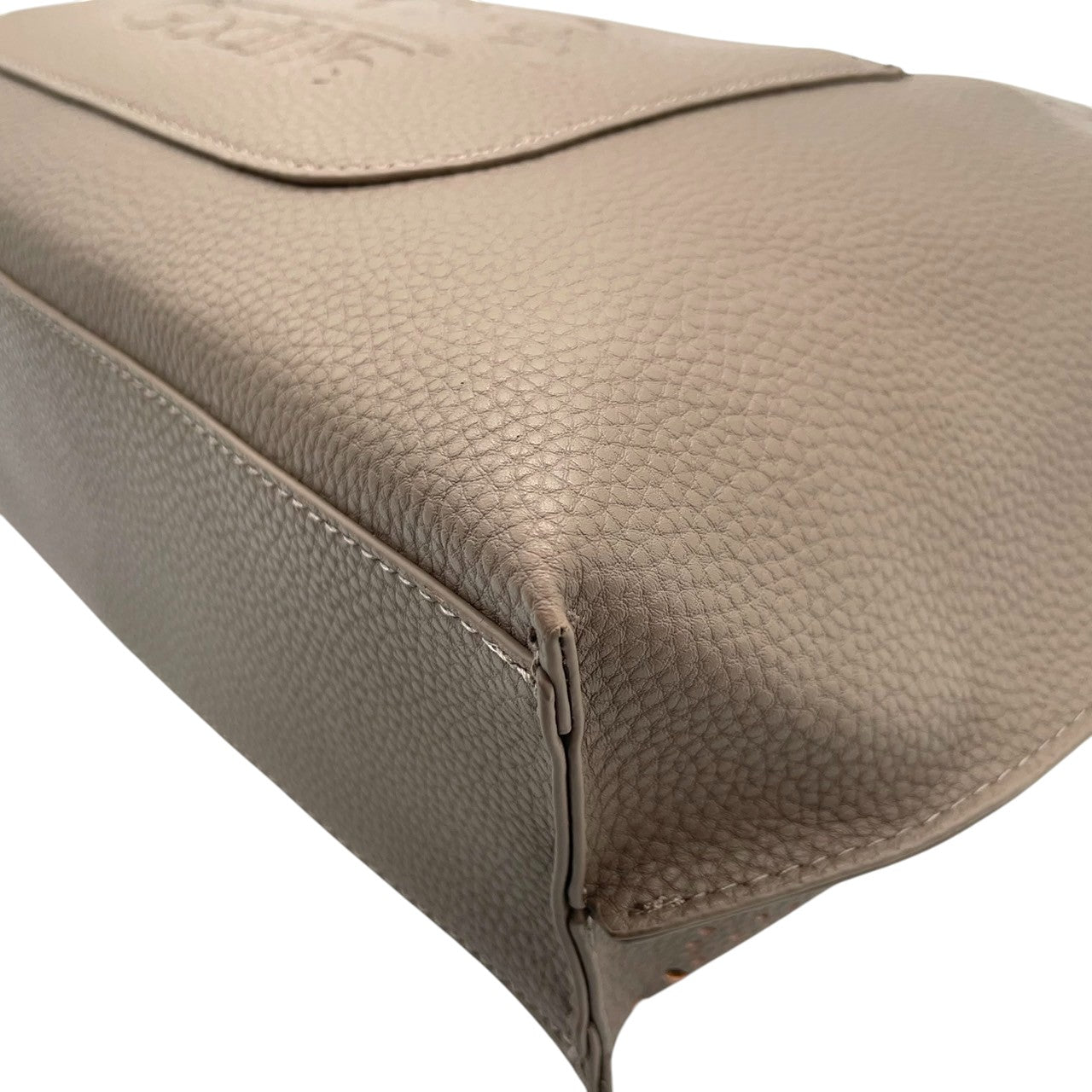 【美品】Vittorio Godi ヴィットリオゴーディ ハンドバッグ トートバッグ 本革 レザー シボ革 グレー グレージュ系 ワールドマップ ロゴ型押し レディース エレガント カジュアル デイリーユース 人気モデル クリーニング済み s95