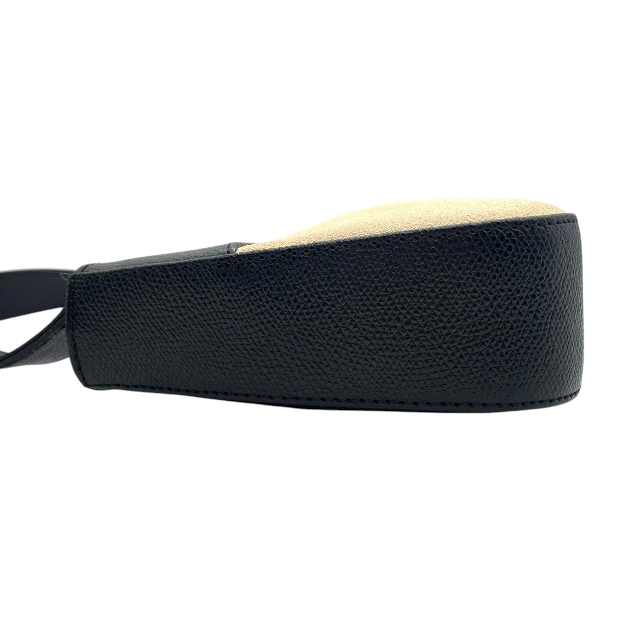 【美品】LE TANNEUR ルタヌア ショルダーバッグ ワンショルダー バゲットバッグ スエード レザー バイカラー T字デザイン ブラック ベージュ レディース エレガント クラシック フランスブランド クリーニング済み u3