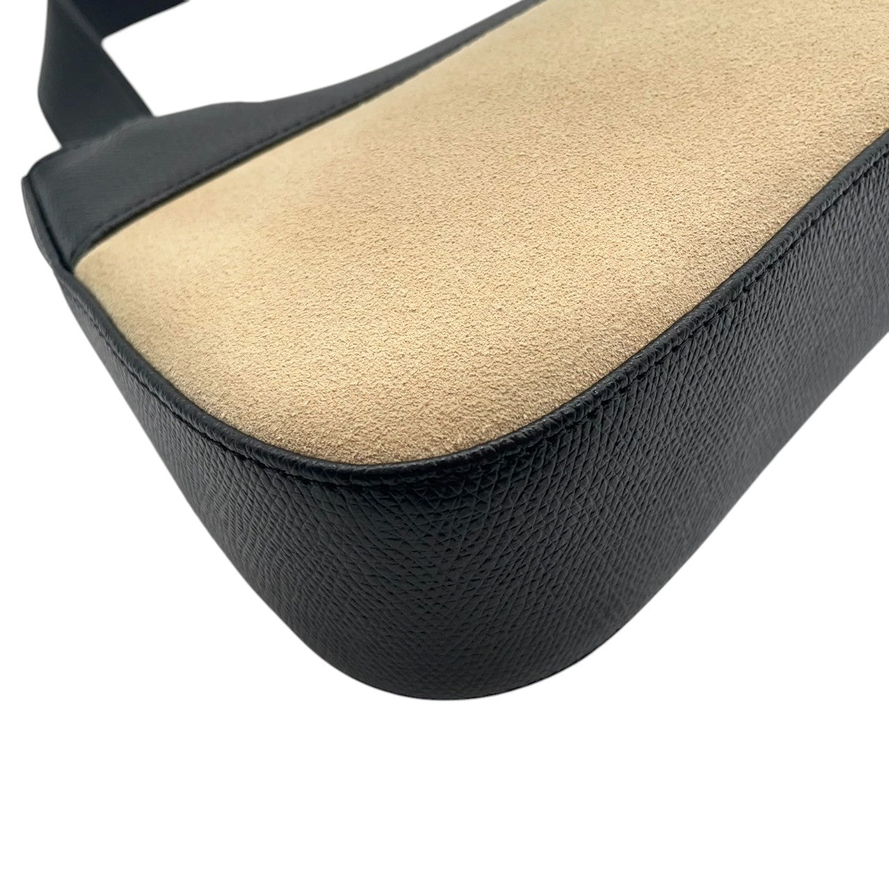 【美品】LE TANNEUR ルタヌア ショルダーバッグ ワンショルダー バゲットバッグ スエード レザー バイカラー T字デザイン ブラック ベージュ レディース エレガント クラシック フランスブランド クリーニング済み u3