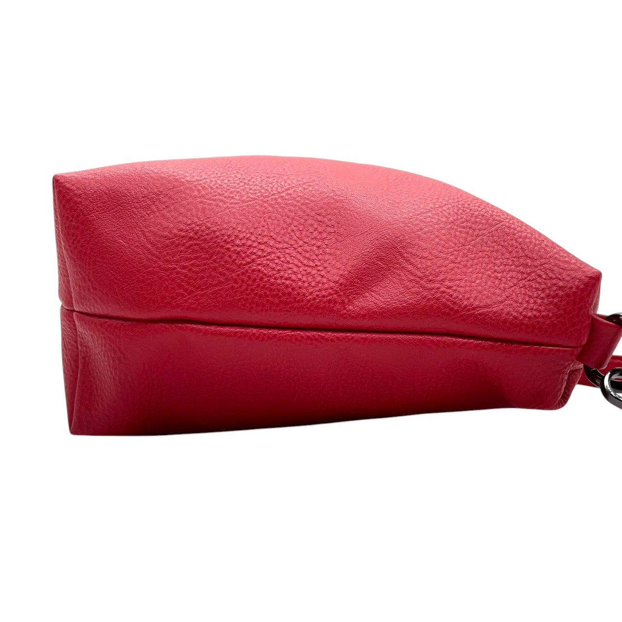 【美品】Vittorio Godi ヴィットリオゴーディ ショルダーバッグ ワンショルダー 斜め掛け可 クロスボディ 本革 レザー シボ革 レッド 赤 ワールドマップ ロゴ型押し レディース カジュアル エレガント クリーニング済み u3