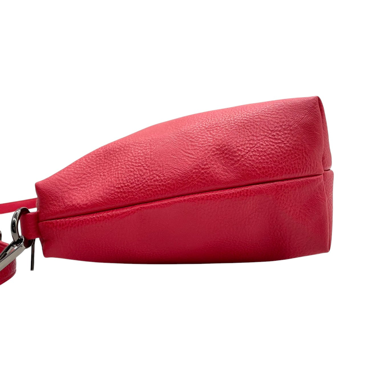 【美品】Vittorio Godi ヴィットリオゴーディ ショルダーバッグ ワンショルダー 斜め掛け可 クロスボディ 本革 レザー シボ革 レッド 赤 ワールドマップ ロゴ型押し レディース カジュアル エレガント クリーニング済み u3