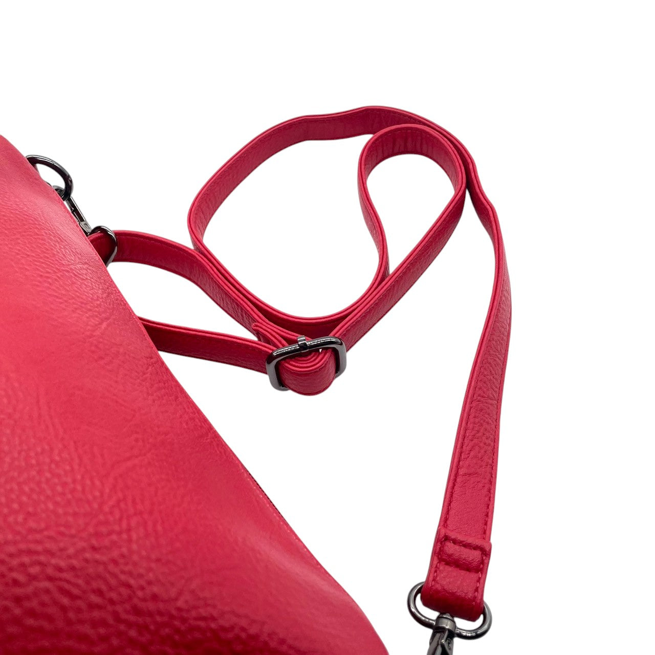 【美品】Vittorio Godi ヴィットリオゴーディ ショルダーバッグ ワンショルダー 斜め掛け可 クロスボディ 本革 レザー シボ革 レッド 赤 ワールドマップ ロゴ型押し レディース カジュアル エレガント クリーニング済み u3