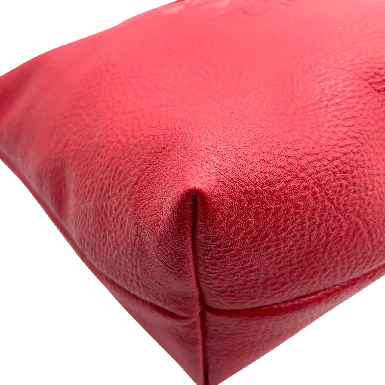 【美品】Vittorio Godi ヴィットリオゴーディ ショルダーバッグ ワンショルダー 斜め掛け可 クロスボディ 本革 レザー シボ革 レッド 赤 ワールドマップ ロゴ型押し レディース カジュアル エレガント クリーニング済み u3