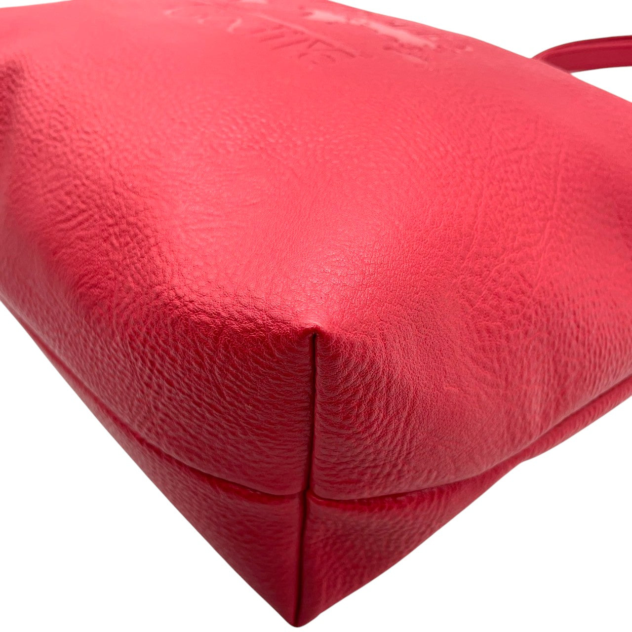 【美品】Vittorio Godi ヴィットリオゴーディ ショルダーバッグ ワンショルダー 斜め掛け可 クロスボディ 本革 レザー シボ革 レッド 赤 ワールドマップ ロゴ型押し レディース カジュアル エレガント クリーニング済み u3