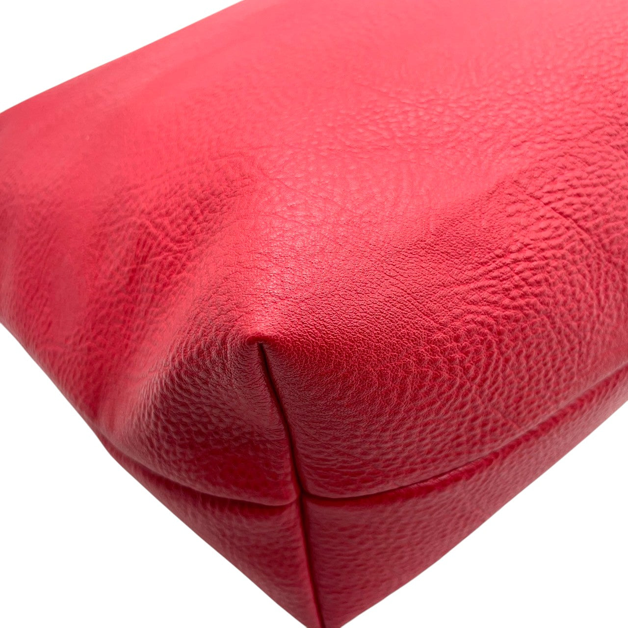 【美品】Vittorio Godi ヴィットリオゴーディ ショルダーバッグ ワンショルダー 斜め掛け可 クロスボディ 本革 レザー シボ革 レッド 赤 ワールドマップ ロゴ型押し レディース カジュアル エレガント クリーニング済み u3