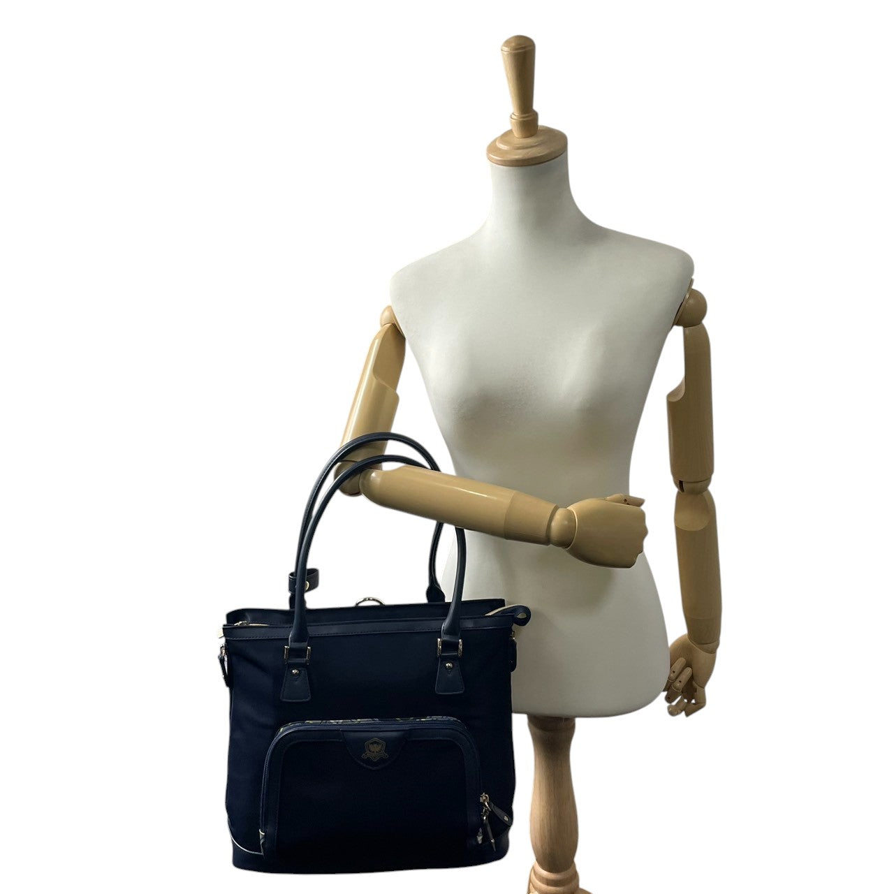 【美品】Kinloch Anderson 2WAY トートバッグ ショルダーバッグ ワンショルダー 自立可 A4収納可 ナイロン レザー ネイビー レディース ビジネス 通勤 通学 スコットランドブランド 人気モデル クリーニング済み u3