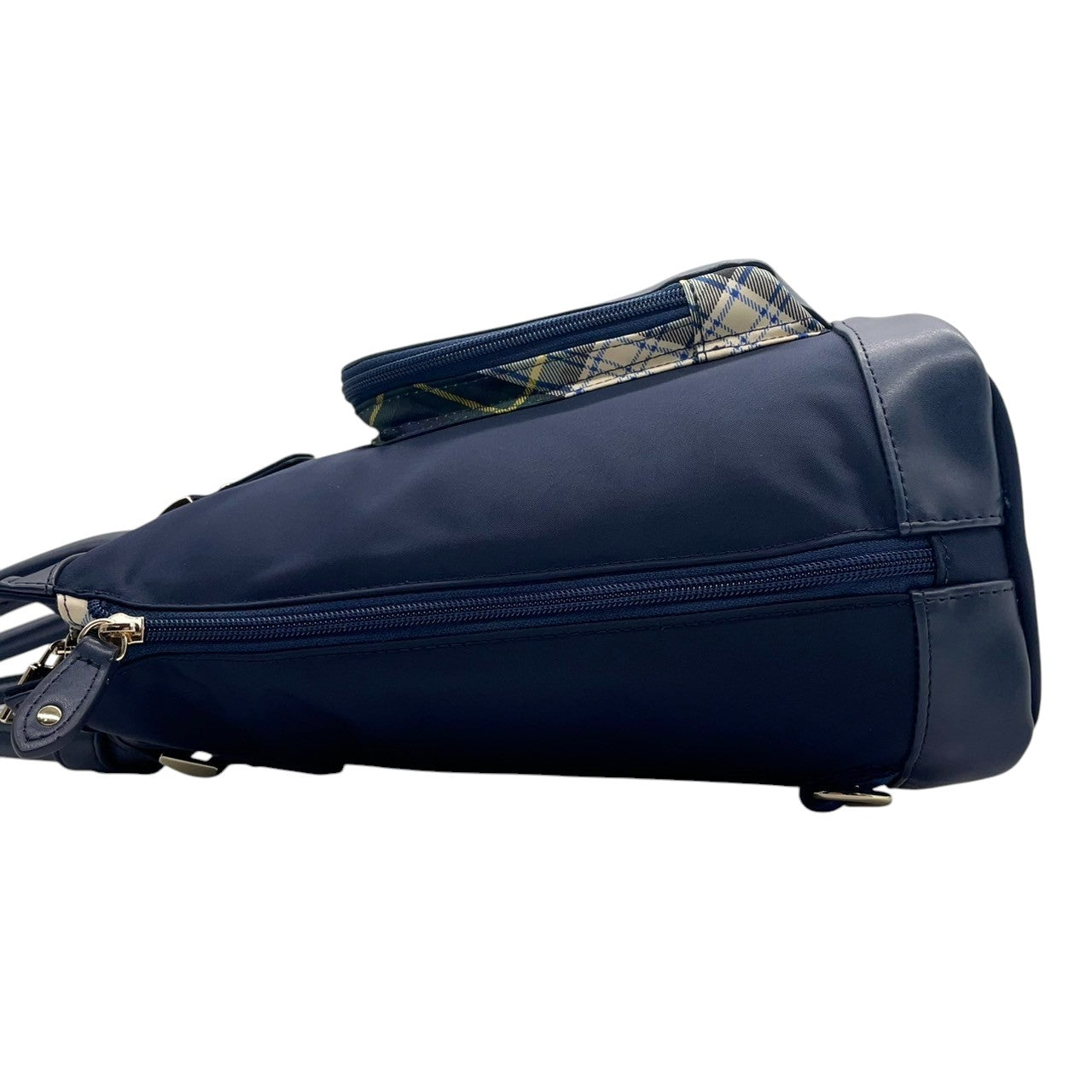 【美品】Kinloch Anderson 2WAY トートバッグ ショルダーバッグ ワンショルダー 自立可 A4収納可 ナイロン レザー ネイビー レディース ビジネス 通勤 通学 スコットランドブランド 人気モデル クリーニング済み u3