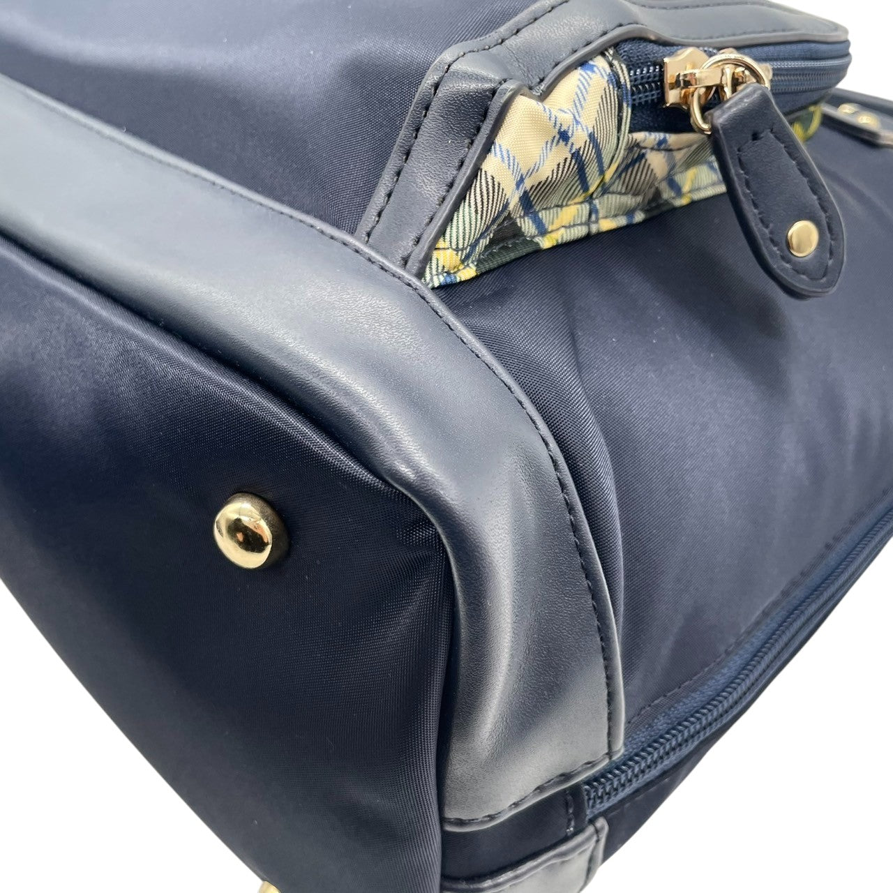 【美品】Kinloch Anderson 2WAY トートバッグ ショルダーバッグ ワンショルダー 自立可 A4収納可 ナイロン レザー ネイビー レディース ビジネス 通勤 通学 スコットランドブランド 人気モデル クリーニング済み u3