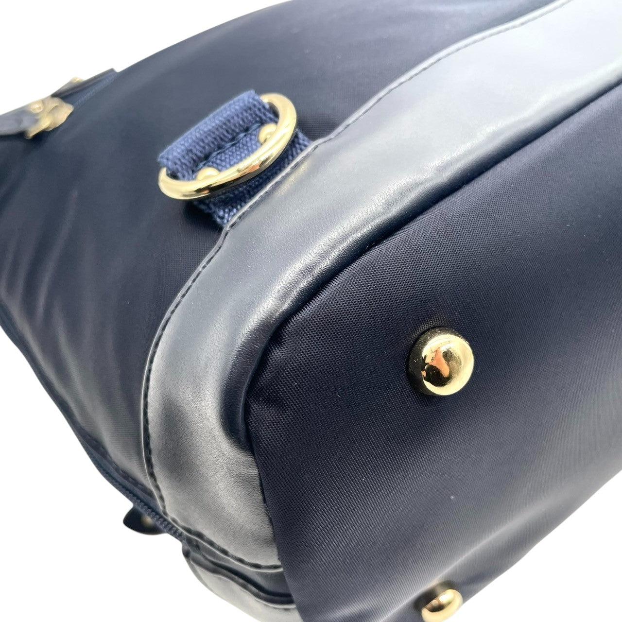 【美品】Kinloch Anderson 2WAY トートバッグ ショルダーバッグ ワンショルダー 自立可 A4収納可 ナイロン レザー ネイビー レディース ビジネス 通勤 通学 スコットランドブランド 人気モデル クリーニング済み u3