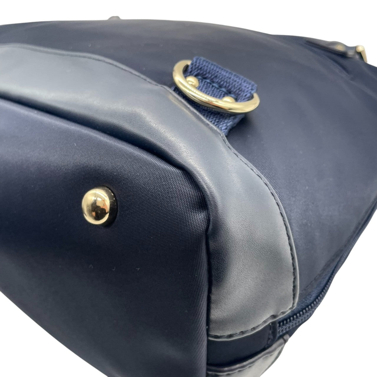 【美品】Kinloch Anderson 2WAY トートバッグ ショルダーバッグ ワンショルダー 自立可 A4収納可 ナイロン レザー ネイビー レディース ビジネス 通勤 通学 スコットランドブランド 人気モデル クリーニング済み u3