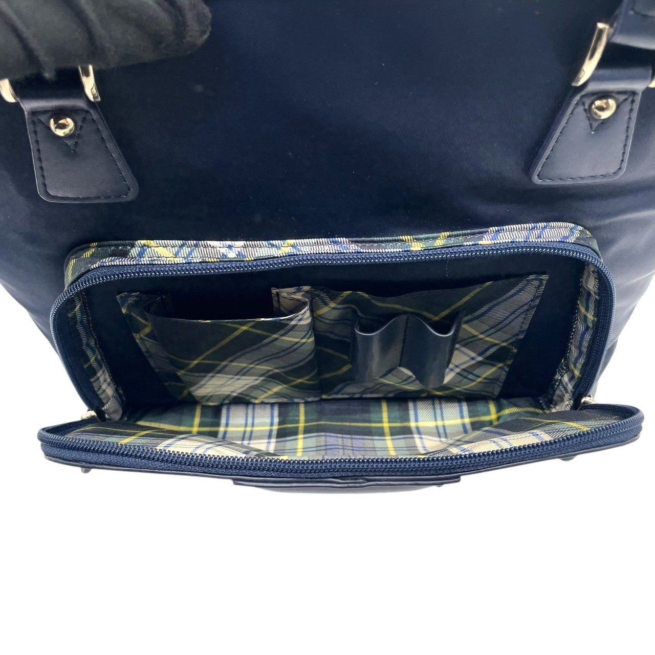 【美品】Kinloch Anderson 2WAY トートバッグ ショルダーバッグ ワンショルダー 自立可 A4収納可 ナイロン レザー ネイビー レディース ビジネス 通勤 通学 スコットランドブランド 人気モデル クリーニング済み u3