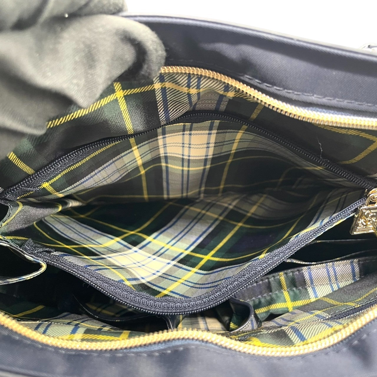 【美品】Kinloch Anderson 2WAY トートバッグ ショルダーバッグ ワンショルダー 自立可 A4収納可 ナイロン レザー ネイビー レディース ビジネス 通勤 通学 スコットランドブランド 人気モデル クリーニング済み u3