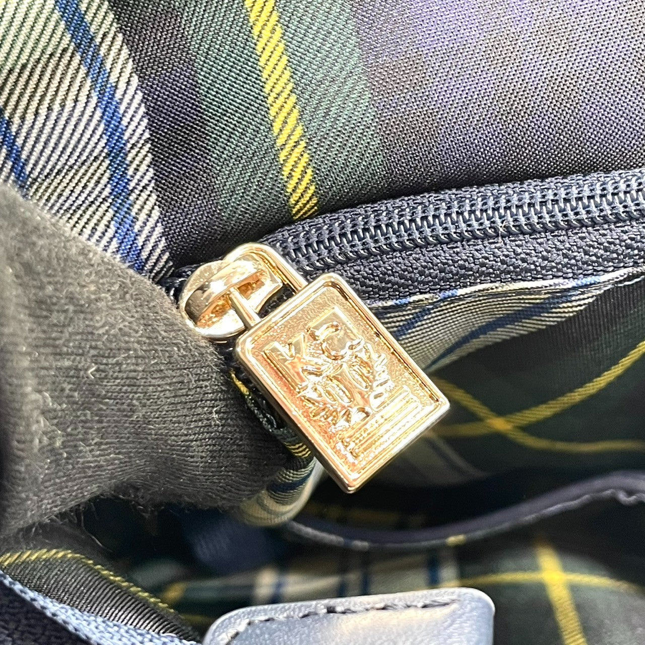 【美品】Kinloch Anderson 2WAY トートバッグ ショルダーバッグ ワンショルダー 自立可 A4収納可 ナイロン レザー ネイビー レディース ビジネス 通勤 通学 スコットランドブランド 人気モデル クリーニング済み u3