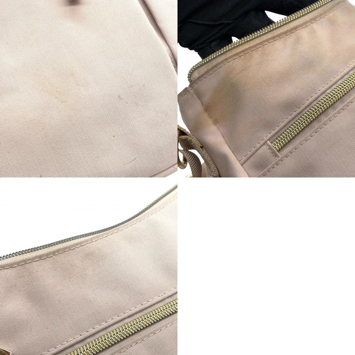 【and mikka】アンドミカ ショルダーバッグ クロスボディ 斜め掛け可 キャンバス ピンクベージュ系 軽量 大容量 多収納 ポケット多数 レディース カジュアル デイリーユース マザーズバッグにも 人気モデル クリーニング済み u3