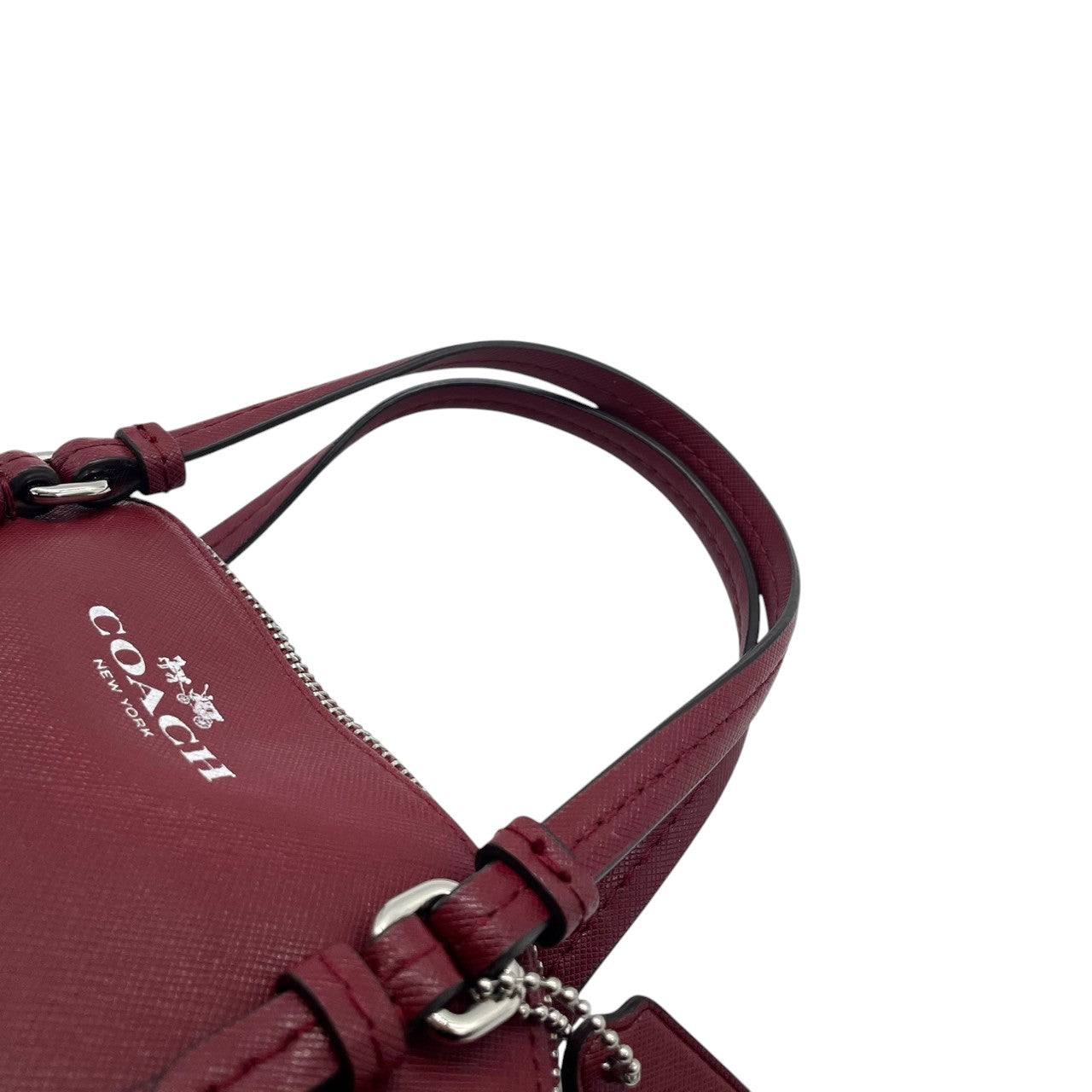 【COACH】コーチ 2WAY ハンドバッグ ショルダーバッグ プレーリーサッチェル F58295 ドーム型 自立可 斜め掛け可 クロスボディ クロスグレインレザー レッド ワインレッド系 レディース エレガント ビジネス 人気モデル クリーニング済み u3