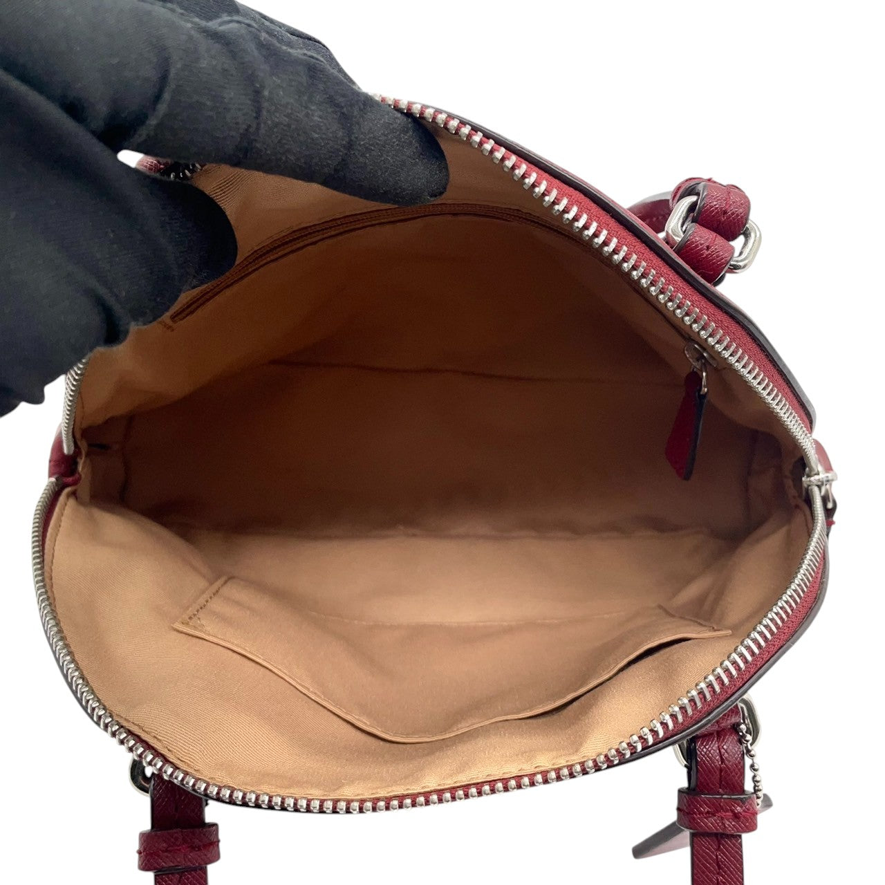 【COACH】コーチ 2WAY ハンドバッグ ショルダーバッグ プレーリーサッチェル F58295 ドーム型 自立可 斜め掛け可 クロスボディ クロスグレインレザー レッド ワインレッド系 レディース エレガント ビジネス 人気モデル クリーニング済み u3