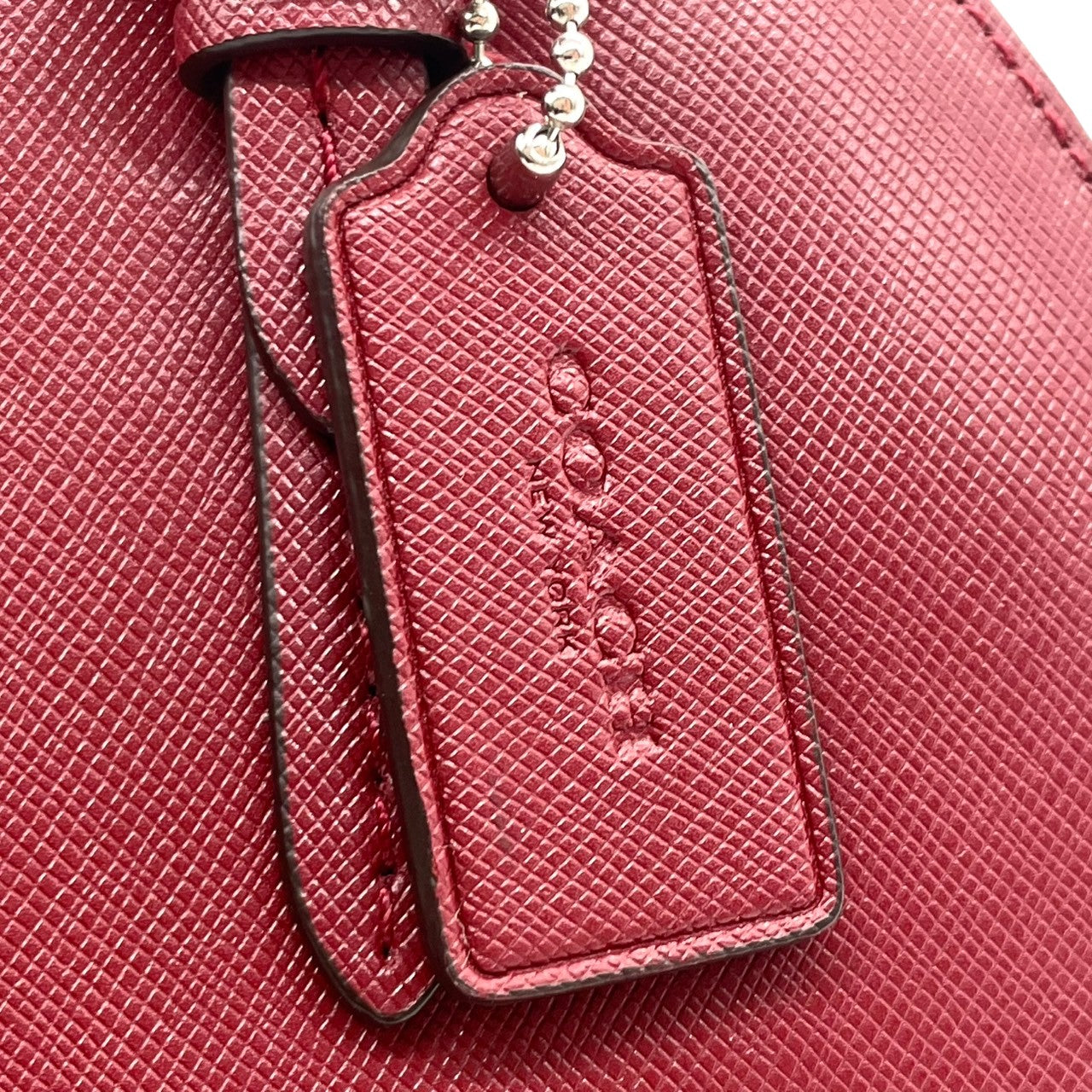 【COACH】コーチ 2WAY ハンドバッグ ショルダーバッグ プレーリーサッチェル F58295 ドーム型 自立可 斜め掛け可 クロスボディ クロスグレインレザー レッド ワインレッド系 レディース エレガント ビジネス 人気モデル クリーニング済み u3