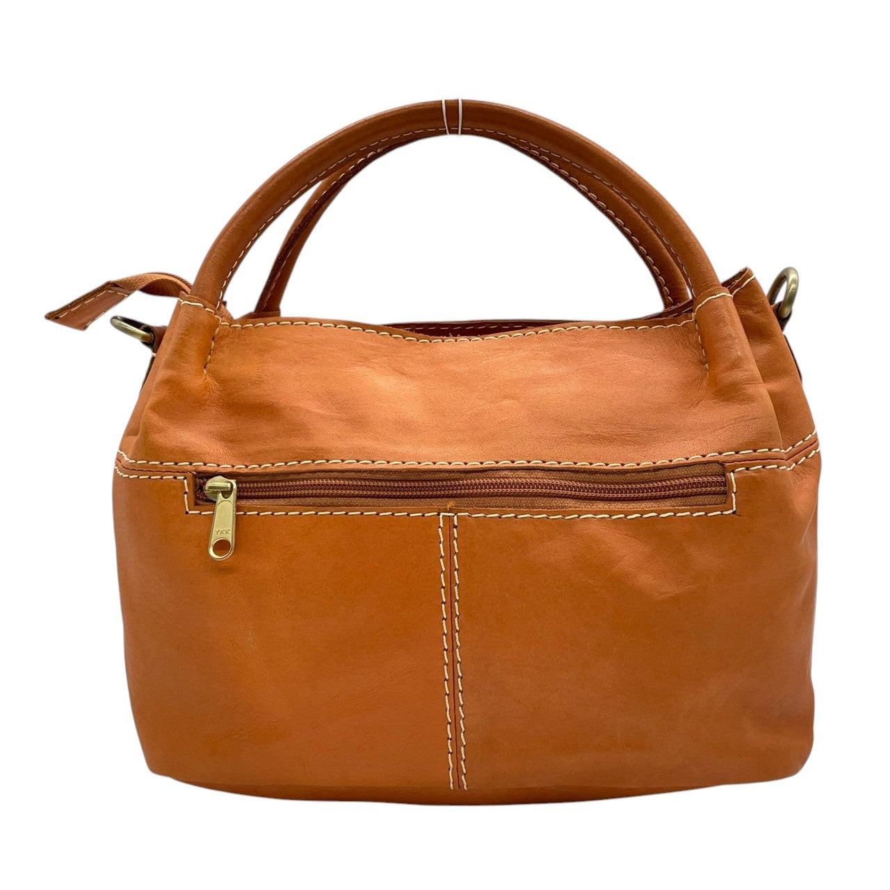 【美品】fes フェス 2WAY ハンドバッグ ショルダーバッグ 斜め掛け可 本革 レザー ブラウン キャメル系 ステッチデザイン チャーム付き レディース ナチュラル カジュアル 人気モデル クリーニング済み u3