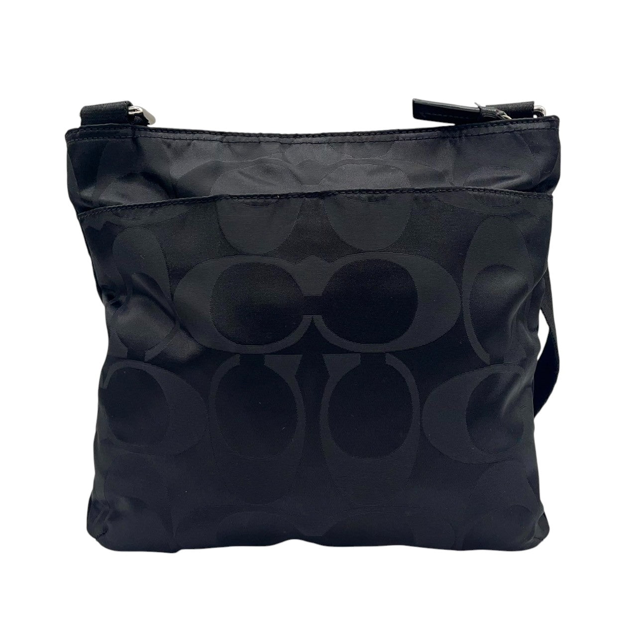 【COACH】コーチ ショルダーバッグ F77408 クロスボディ 斜め掛け可 シグネチャー オプアート キャンバス ナイロン ブラック 黒 軽量 カジュアル レディース メンズ ユニセックス 人気モデル クリーニング済み u3