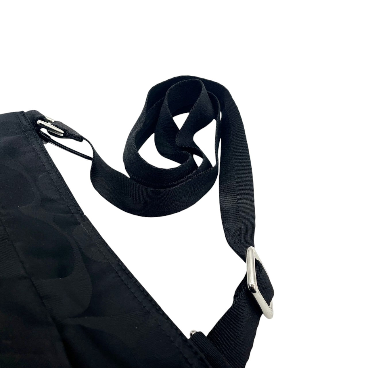 【COACH】コーチ ショルダーバッグ F77408 クロスボディ 斜め掛け可 シグネチャー オプアート キャンバス ナイロン ブラック 黒 軽量 カジュアル レディース メンズ ユニセックス 人気モデル クリーニング済み u3