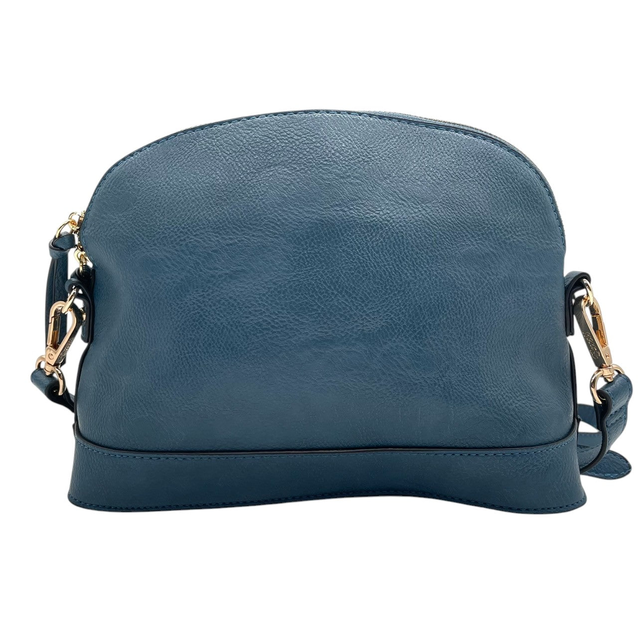 【美品】Forces フォース ショルダーバッグ クロスボディ 斜め掛け可 本革 レザー ネイビー ブルー系 ゴールド金具 ロゴ型押し タッセルチャーム レディース エレガント カジュアル デイリーユース 人気モデル クリーニング済み u12