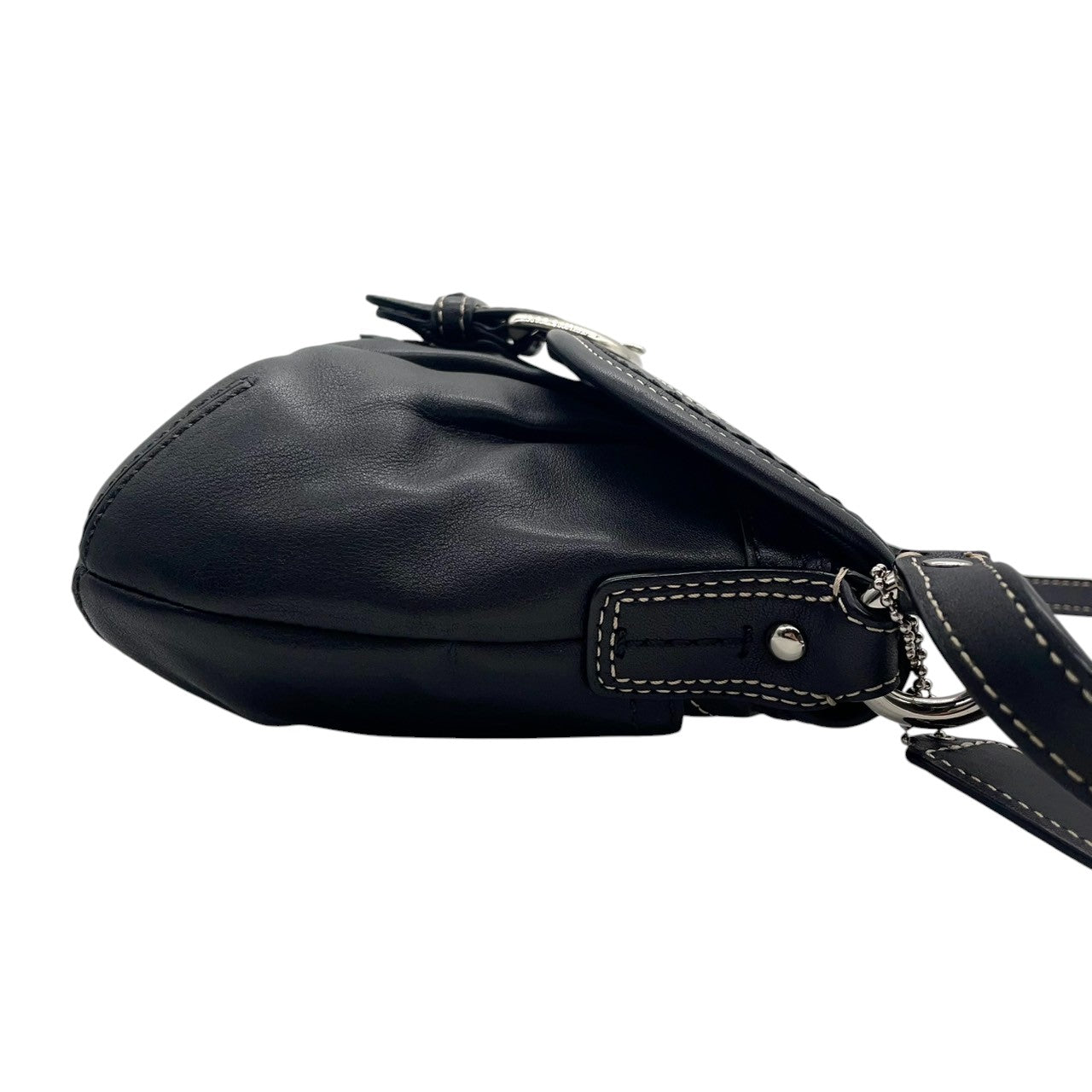 【COACH】コーチ ソーホー ショルダーバッグ ワンショルダー 斜め掛け可 F15077 フラップ 本革 レザー ブラック 黒 ステッチデザイン レディース エレガント カジュアル クラシック 定番人気モデル クリーニング済み u12